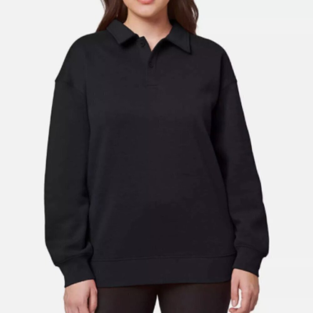 NEW Mondetta Womens S Black Velour Pullover Top  Long Sleeve V-Neck